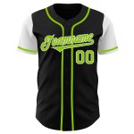 Custom Name Number Baseball Jersey - Personalized Authentic Two Tone in Black Neon Green White Personalized Black Neon Green-White