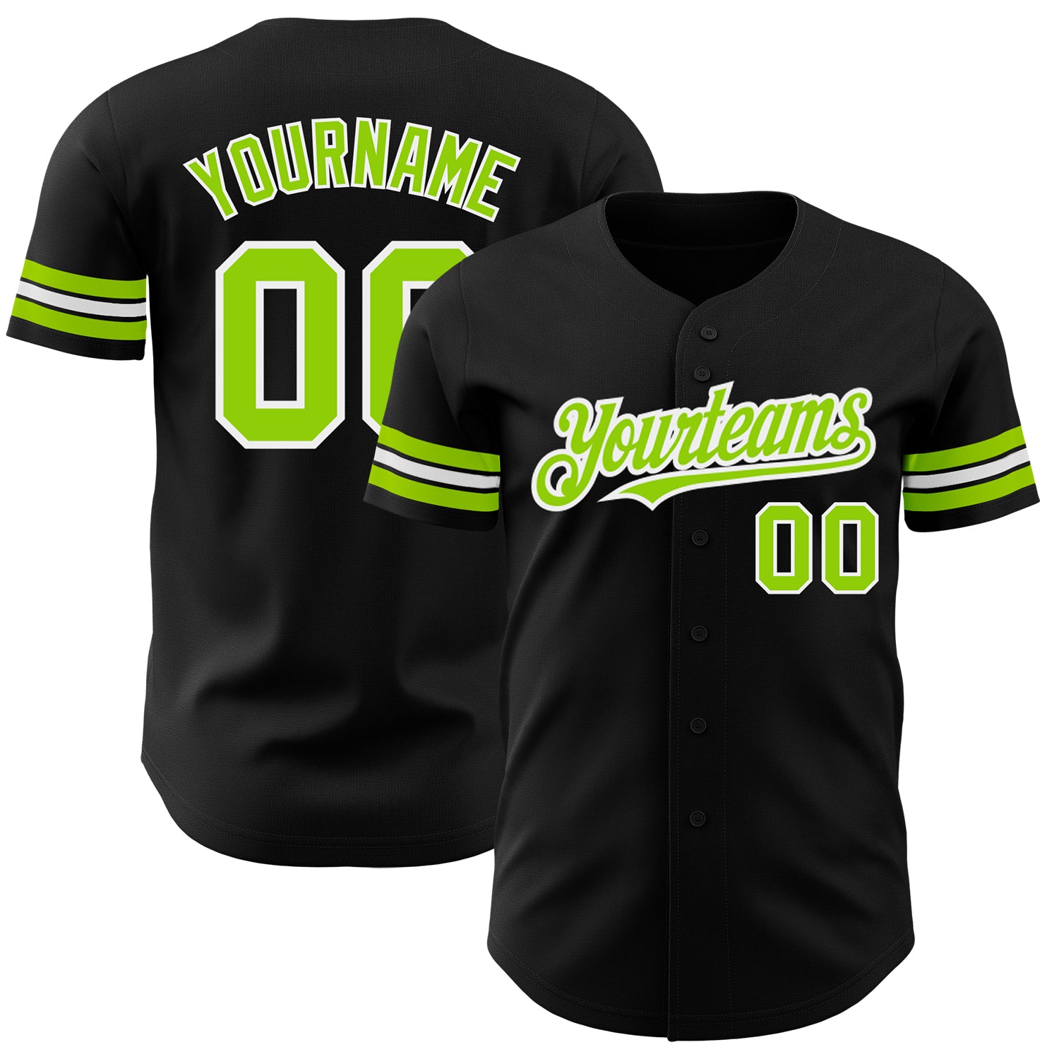 Personalized Neon Green and White Baseball Jersey 23 - Custom Black Jersey for Sports Fans Personalized Black Neon Green-White