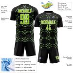 Custom Sublimation Soccer Jersey with Personalized Name & Number - Black Neon Green & White Damask Pattern Team Uniform Personalized
