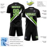 Custom Soccer Jersey with Personalized Name & Number - Black Neon Green-White Diagonal Lines Design Personalized Black Neon