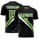 Personalized Black and Green Diagonal Lines Soccer Jersey | Sublimation Uniform Personalized Black Neon Green-White Diagonal