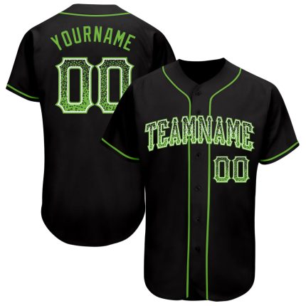 Personalized Black Neon Green White Drift Baseball Jersey for Fashion Enthusiasts Personalized Black Neon Green-White Drift