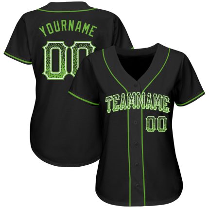 Personalized Black Neon Green White Drift Baseball Jersey for Fashion Enthusiasts Personalized Black Neon Green-White Drift