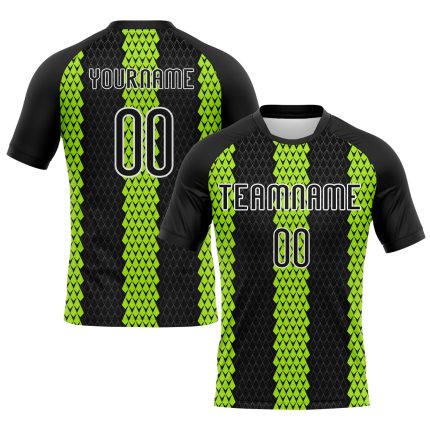 Custom Name Number Volleyball Uniform Jersey - Personalized Black Green White Geometric Shape Sublimation Team Gear Personalized