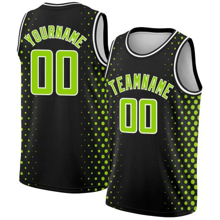 Custom City Edition Basketball Jersey - Personalized Black Neon Green Halftone with Name & Number Personalized Black Neon