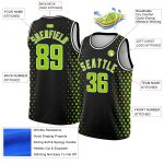 Personalized Black Neon Green White Basketball Jersey - City Edition Halftone Design Personalized Black Neon Green-White