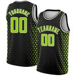 Personalized Black Neon Green White Basketball Jersey - City Edition Halftone Design Personalized Black Neon Green-White