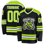 Personalized Black Neon Green White Hockey Jersey for Men and Women - Customizable Sports Apparel Personalized Black Neon
