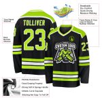 Personalized Black Neon Green White Hockey Jersey for Men and Women - Customizable Sports Apparel Personalized Black Neon