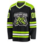 Personalized Black Neon Green White Hockey Jersey for Men and Women - Customizable Sports Apparel Personalized Black Neon