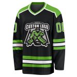 Personalized Hockey Jersey in Black Neon Green and White - Custom Team Apparel Personalized Black Neon Green-White Hockey