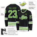 Custom Name and Number Hockey Jersey - Personalized Black Neon Green and White Design Personalized Black Neon Green-White