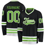 Custom Name and Number Hockey Jersey - Personalized Black Neon Green and White Design Personalized Black Neon Green-White