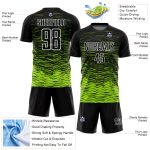 Personalized Neon Green White Line Soccer Jersey - Black Sublimation Uniform Personalized Black Neon Green-White Line Sublimation