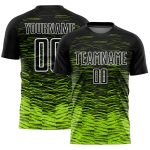Personalized Neon Green White Line Soccer Jersey - Black Sublimation Uniform Personalized Black Neon Green-White Line Sublimation