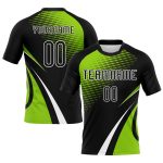 Custom Volleyball Uniform Jersey with Personalized Name & Number - Black Neon Green-White Lines and Dots Sublimation Design