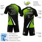 Custom Volleyball Uniform Jersey with Personalized Name & Number - Black Neon Green-White Lines and Dots Sublimation Design