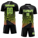 Personalized Sublimation Soccer Jersey - Black Neon Green-White Lines Uniform Personalized Black Neon Green-White Lines Sublimation