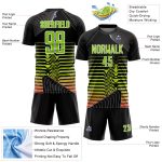 Custom Soccer Jersey with Personalized Name and Number - Black Neon Green-White Lines Sublimation Uniform Personalized Black