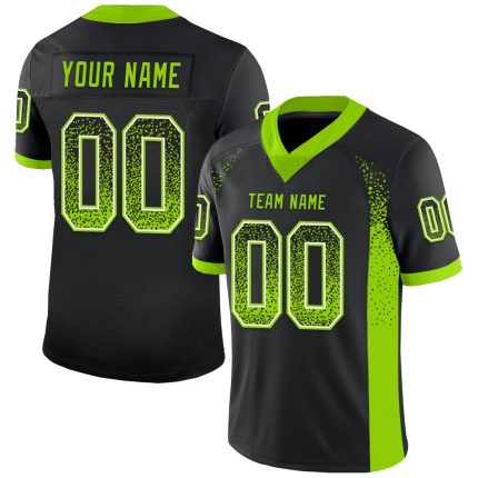 Custom Name Number Personalized Mesh Football Jersey Black Neon Green-White Drift Fashion Personalized Black Neon Green-White