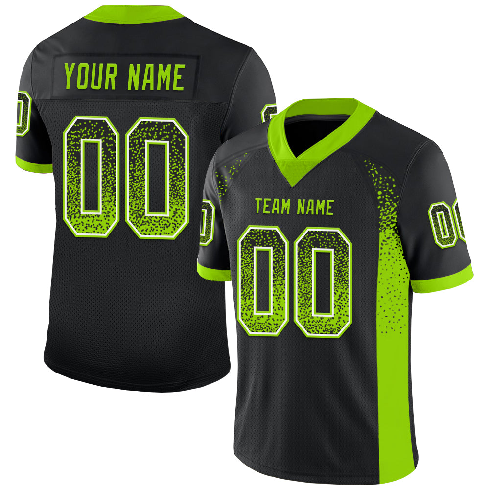 Personalized Black Neon Green White Football Jersey for Drift Fashion Style Personalized Black Neon Green-White Mesh Drift