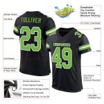 Personalized Black Neon Green White Football Jersey - Custom Mesh Jersey Personalized Black Neon Green-White Mesh Football