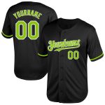 Custom Black Neon Green White Mesh Baseball Jersey for Throwback Style Personalized Black Neon Green-White Mesh Throwback