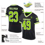 Personalized Black Neon Green White Throwback Football Jersey Mesh Design Personalized Black Neon Green-White Mesh Throwback
