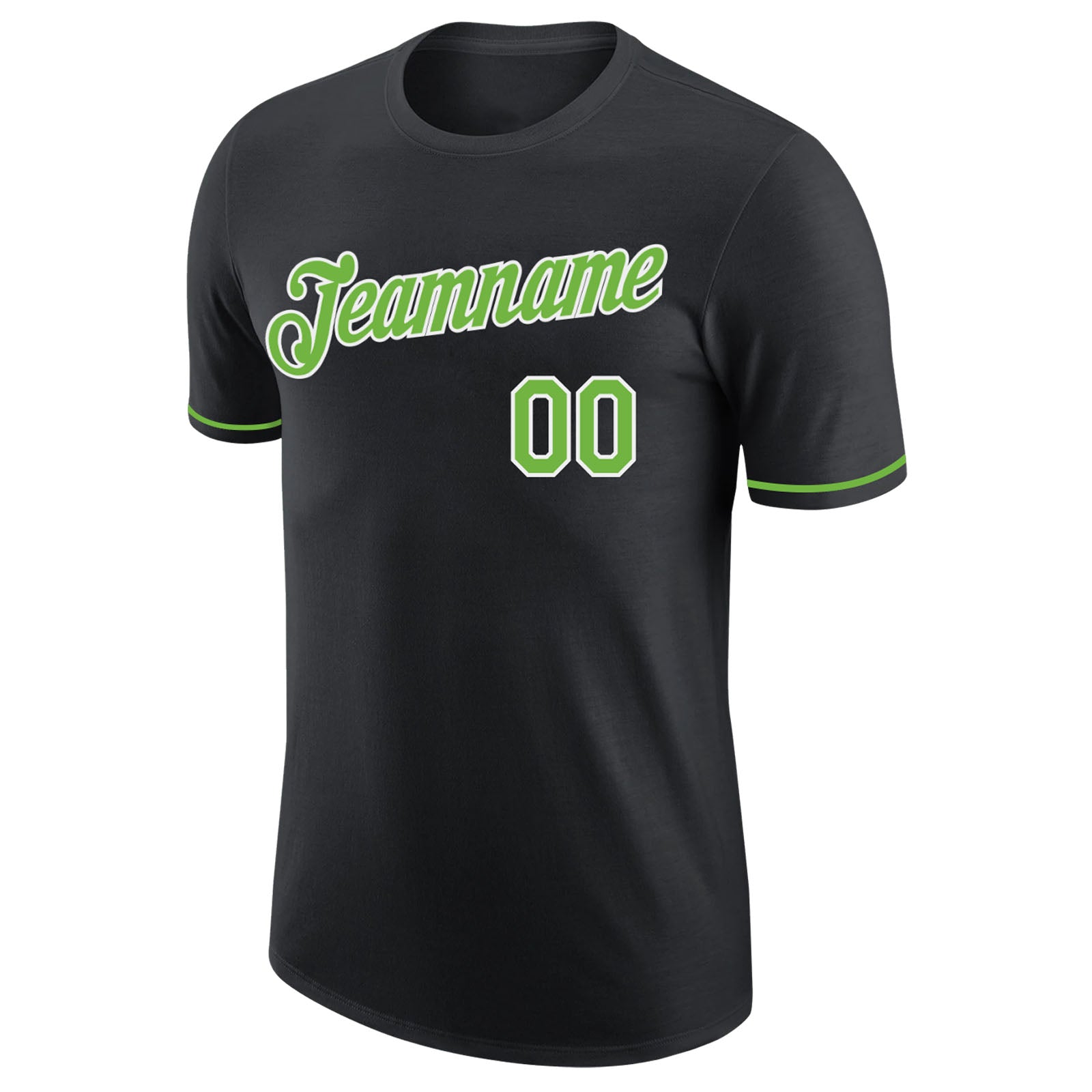 Custom Black Neon Green White Performance T-Shirt for Men and Women Personalized Black Neon Green-White Performance T-Shirt - Image 5