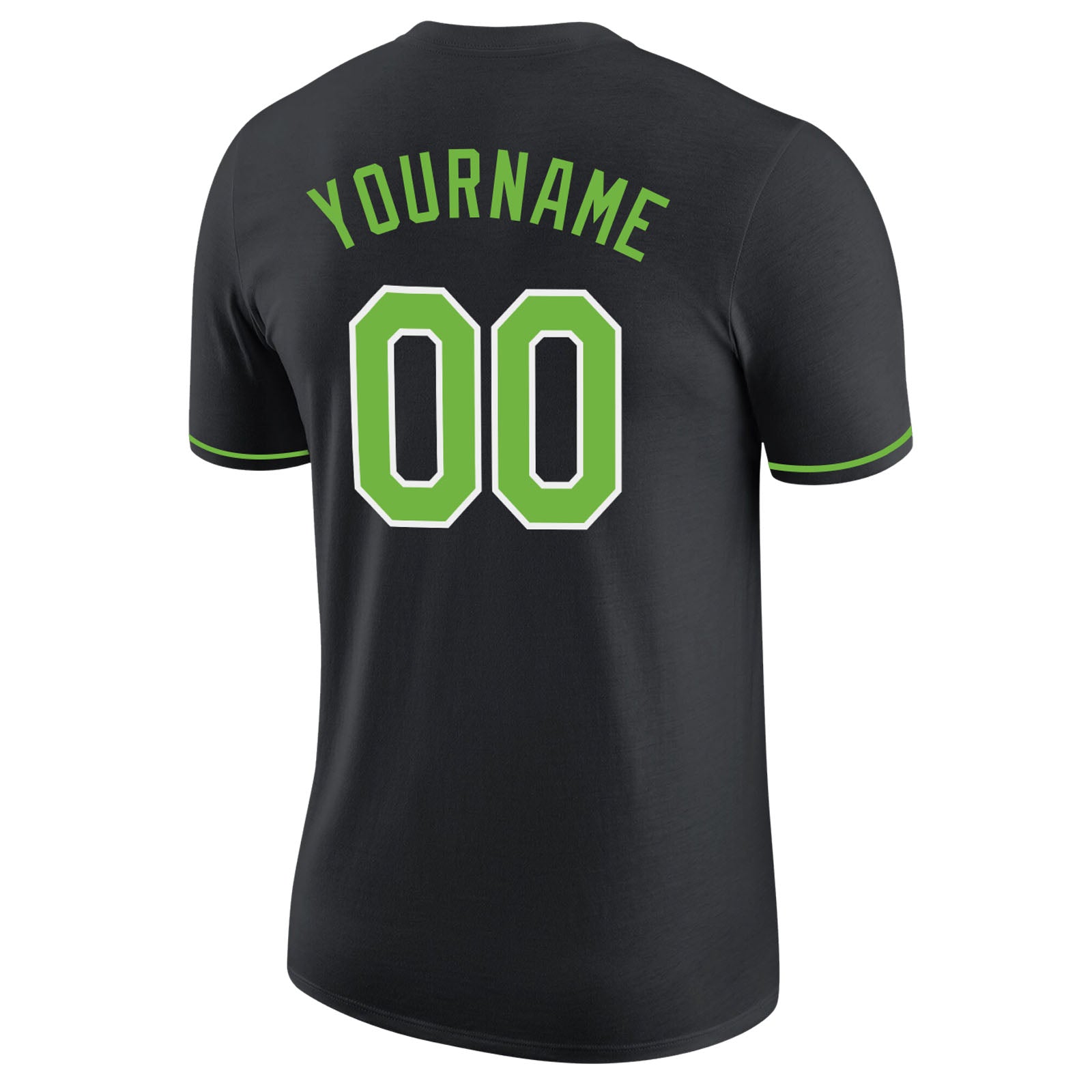 Custom Black Neon Green White Performance T-Shirt for Men and Women Personalized Black Neon Green-White Performance T-Shirt - Image 6