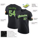 Custom Team Name Number Performance T-Shirt in Black Neon Green-White, Personalized Sports Tee for Team Players Personalized