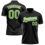 Personalized Performance Golf Polo Shirt - Black Neon Green-White Design Personalized Black Neon Green-White Performance
