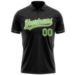 Personalized Performance Golf Polo Shirt - Black Neon Green-White Design Personalized Black Neon Green-White Performance