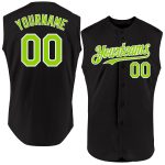 Personalized Neon Green White Black Baseball Jersey Sleeveless for Men Personalized Black Neon Green-White Sleeveless Baseball