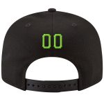 Personalized Adjustable Snapback Hat in Black Neon Green and White Stitching Personalized Black Neon Green-White Stitched