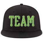 Personalized Adjustable Snapback Hat in Black Neon Green and White Stitching Personalized Black Neon Green-White Stitched