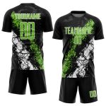 Personalized Sublimation Soccer Jersey - Black Neon Green White Uniform Personalized Black Neon Green-White Sublimation Soccer