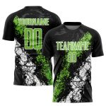 Personalized Sublimation Soccer Jersey - Black Neon Green White Uniform Personalized Black Neon Green-White Sublimation Soccer