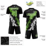 Personalized Sublimation Soccer Jersey - Black Neon Green White Uniform Personalized Black Neon Green-White Sublimation Soccer