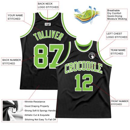 Personalized Black Neon Green Throwback Basketball Jersey for Men Sports Apparel Personalized Black Neon Green-White Throwback