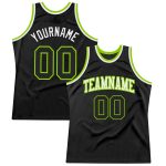 Personalized Basketball Jersey in Black Neon Green-White Design, Custom Throwback Style Personalized Black Neon Green-White