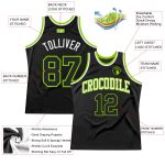 Personalized Basketball Jersey in Black Neon Green-White Design, Custom Throwback Style Personalized Black Neon Green-White