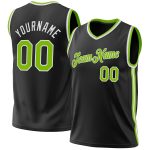 Personalized Black Green White Throwback Basketball Jersey - Custom Sports Apparel Personalized Black Neon Green-White Throwback