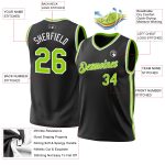 Personalized Black Green White Throwback Basketball Jersey - Custom Sports Apparel Personalized Black Neon Green-White Throwback