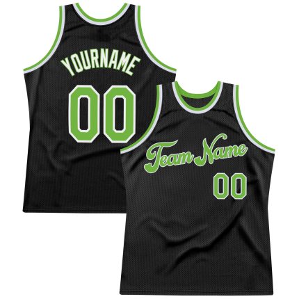 Custom Black Neon Green White Throwback Basketball Jersey - Personalized Sports Wear Personalized Black Neon Green-White