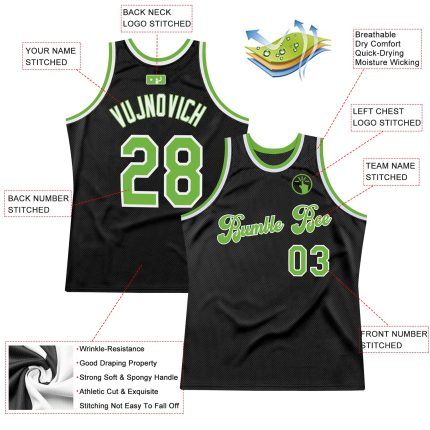 Custom Black Neon Green White Throwback Basketball Jersey - Personalized Sports Wear Personalized Black Neon Green-White