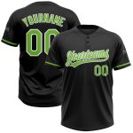 Custom Name Number Softball Jersey Unisex Two-Button Black Neon Green White - Personalized Team Apparel Personalized Black