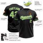 Personalized Neon Green and White Two-Button Softball Jersey for Unisex, Black Design Personalized Black Neon Green-White