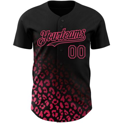 Personalized Black Neon Pink 3D Leopard Print Baseball Jersey for Fashion Lovers Personalized Black Neon Pink 3D Leopard
