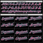 Personalized 3D Gradient Twinkle Star Baseball Jersey in Black Neon Pink-Aqua Personalized Black Neon Pink-Aqua 3D Gradient